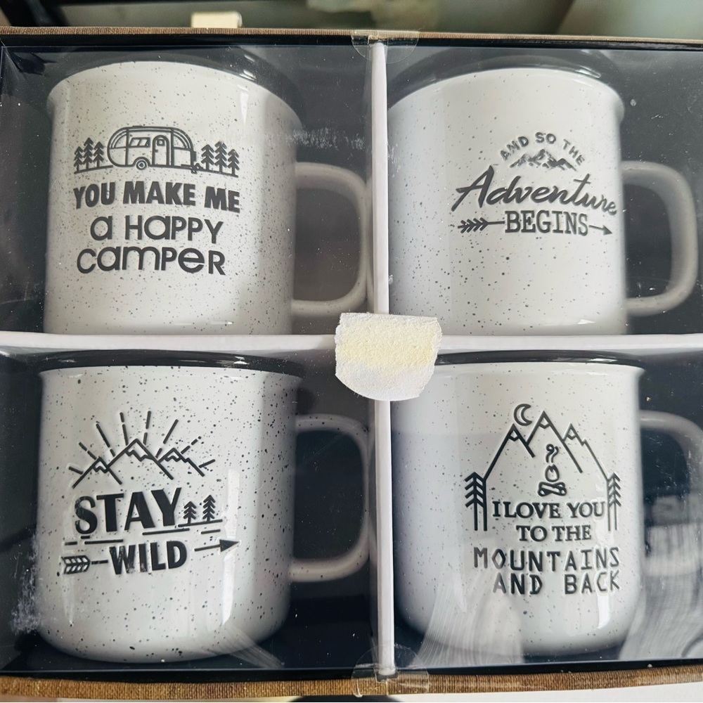Speckled White Camping Mug Set